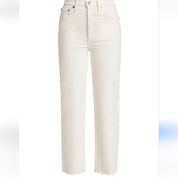 NWT Re/Done 70's Stove Pipe Jeans Vintage White 30 $265 Sold at Revolve - Picture 5 of 16